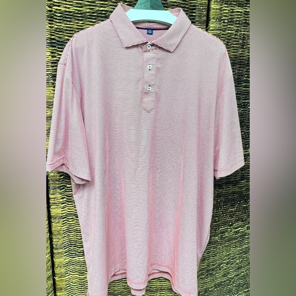 Stitch- Men's Striped Polo Shirt - Red, XXL
